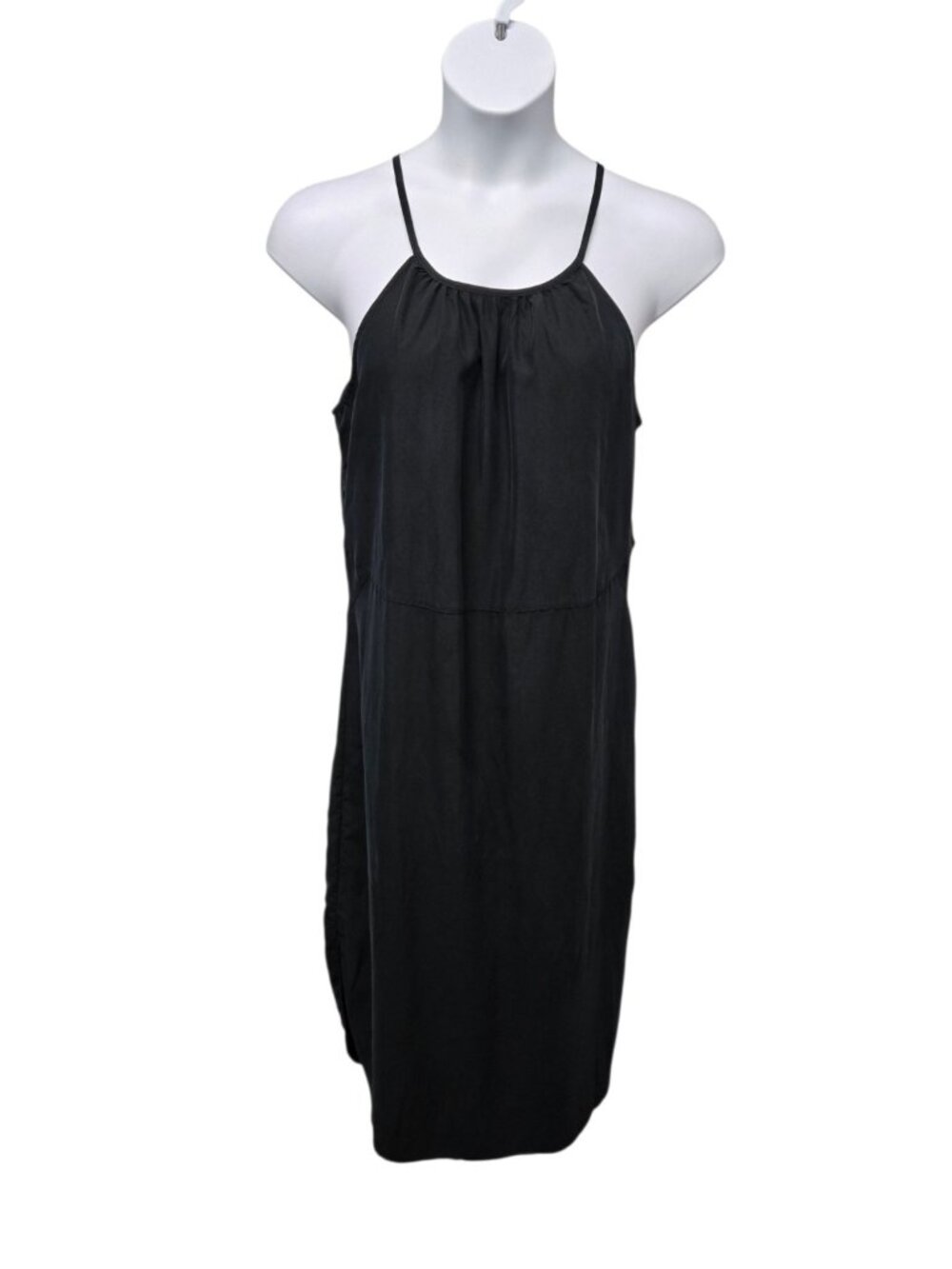 Calvin Klein Jeans Silk Sleeveless Dress Womens Large Black Casual Relaxed